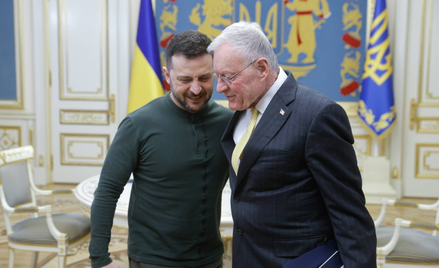 Prezydent Ukrainy Wołodymyr Zełenski i generał Keith Kellogg