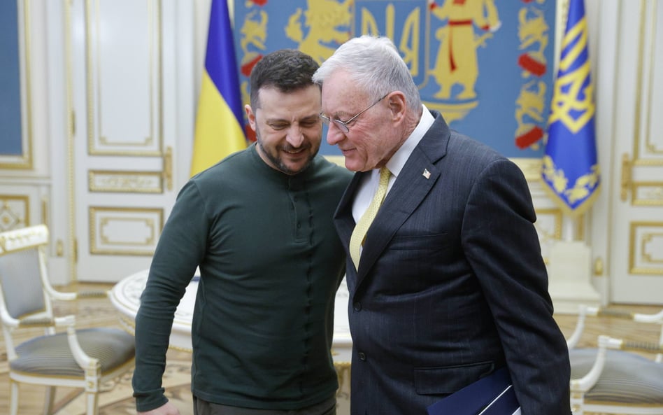 Prezydent Ukrainy Wołodymyr Zełenski i generał Keith Kellogg