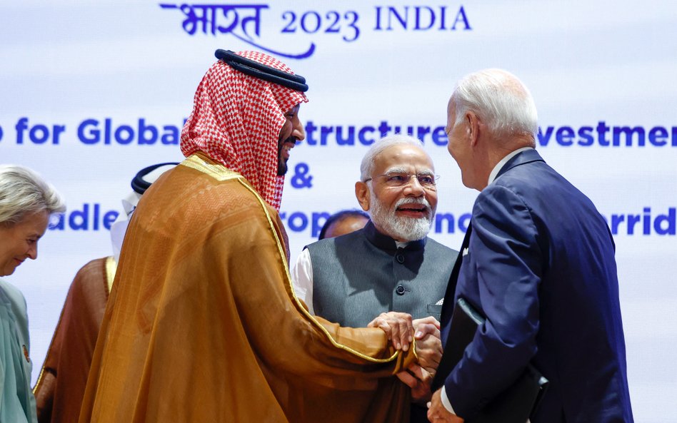 Książę koronny i premier Arabii Saudyjskiej Mohammed bin Salman, premier Indii Narendra Modi i prezy