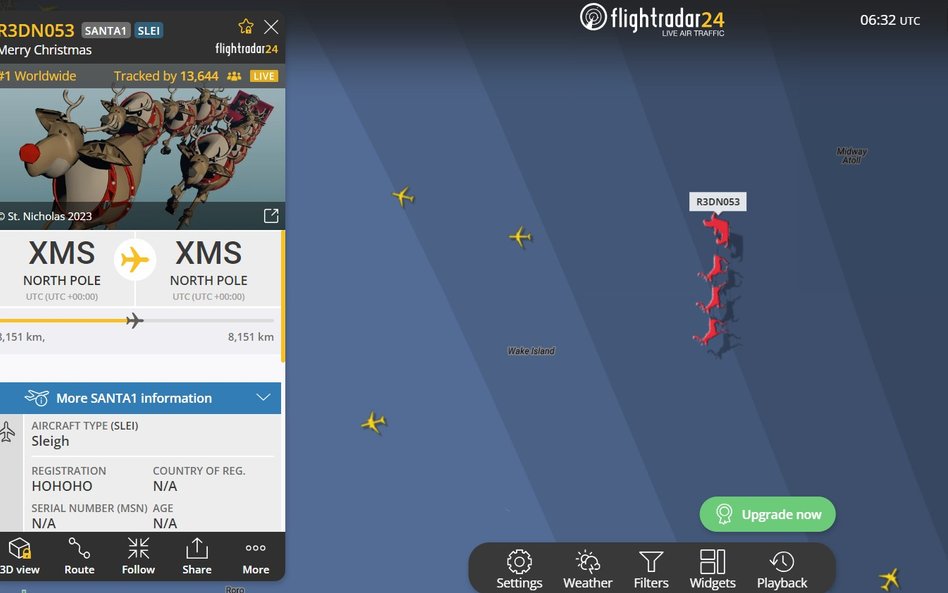 Sanie Świętego Mikołaja można śledzić w serwisie Flightradar24