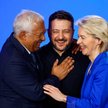 Prezydent Ukrainy Wołodymyr Zełenski, przewodnicząca Komisji Europejskiej Ursula von der Leyen i prz