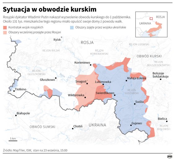 Sytuacja w obwodzie kurskim - stan na 23 września (godzina 15:00) (MAPA)