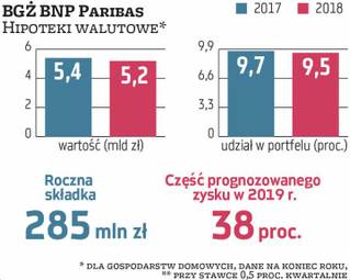 BGŻ BNP Paribas na koniec roku miał około 5,2 mld zł hipotek frankowych, co stanowi 9,5 proc. jego p