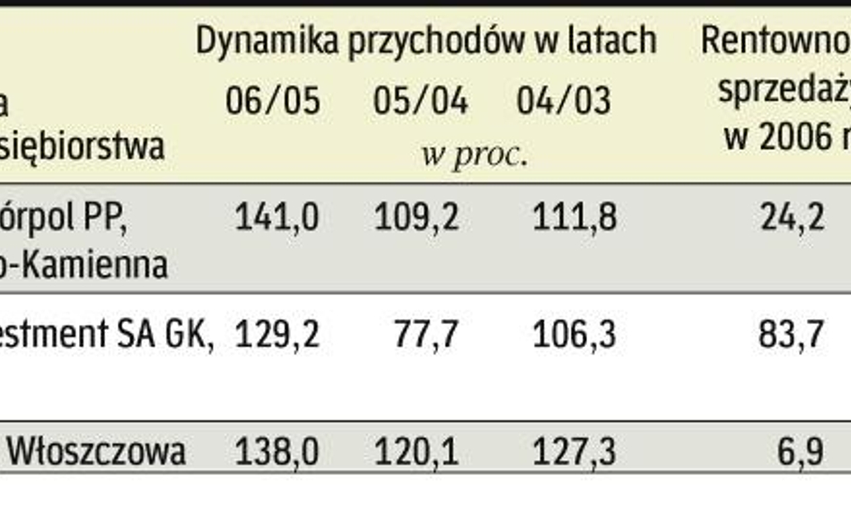 Inwestycje i zyski wspomagają liderów