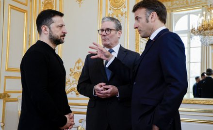Wołodymyr Zełenski, Keir Starmer i Emmanuel Macron