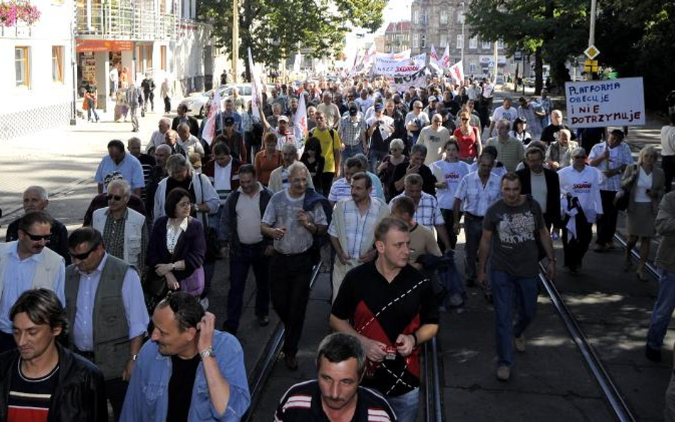 Manifestacja związkowców w Szczecinie