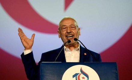Raszid Ghannuszi, islamistyczny reformator, na kongresie swojej partii Nahda w Tunisie