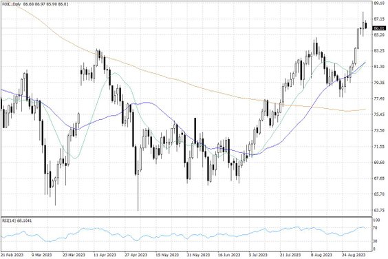 Notowania ropy naftowej WTI – dane dzienne