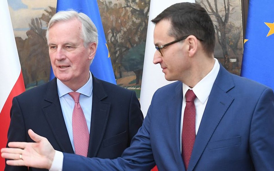 Unijny negocjator Michel Barnier i premier Mateusz Morawiecki