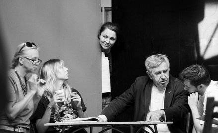 Próby spektaklu. Od lewej: Magdalena Warzecha, Marta Wągrocka, Barbara Wysocka, Jerzy Radziwiłowicz,