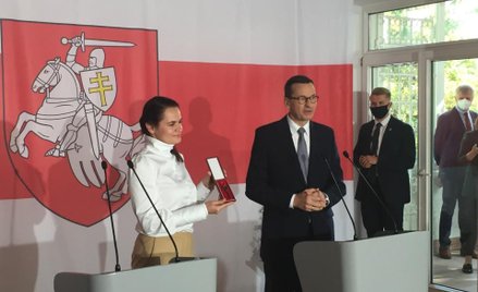 Swiatłana Cichanouska i premier Mateusz Morawiecki w willi na Saskiej Kępie