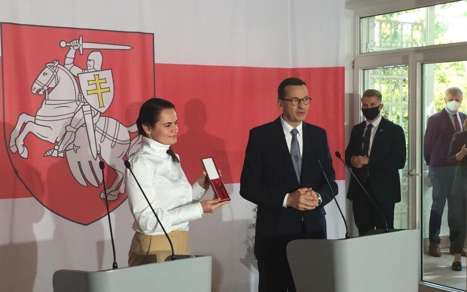 Swiatłana Cichanouska i premier Mateusz Morawiecki w willi na Saskiej Kępie