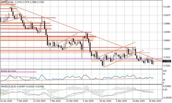 Wykres dzienny USDPLN