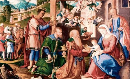 Na obrazie: pokłon mędrców ze Wschodu, czyli oddanie czci i przekazanie darów nowo narodzonemu Zbawi