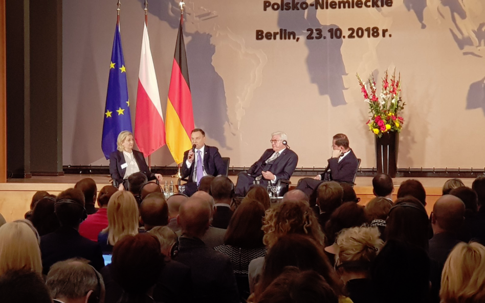 Andrzej Duda i Frank-Walter Steinmeier na Forum Polsko-Niemieckim w Berlinie