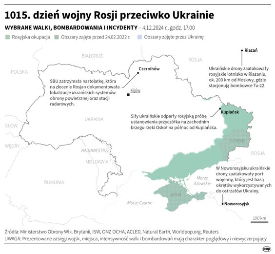Tak wyglądała sytuacja na froncie w 1015 dniu wojny Rosji z Ukrainą