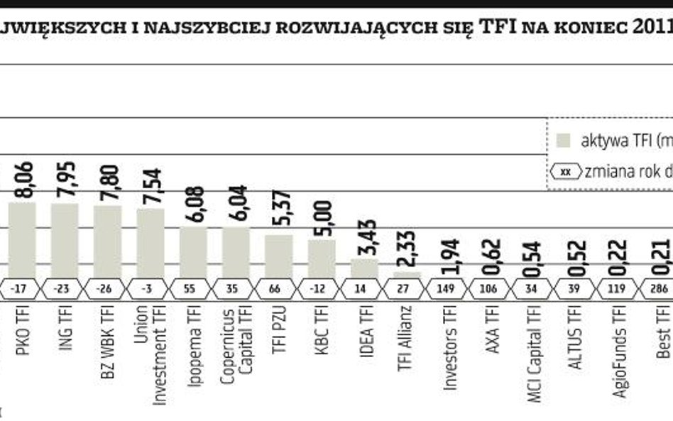W 2011 r. aktywa TFI zmalały o 6 mld zł