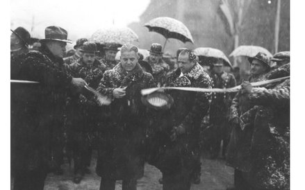 27 listopada 1937r., Uroczystość otwarcia wiaduktu żoliborskiego. Widoczni m.in. minister komunikacj