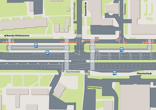 Plan przebudowy Grochowskiej na wysokości Wspólnej Drogi