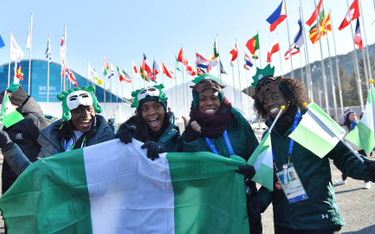 Nigeryjskie bobsleistki (od lewej) Seun Adigun, Ngozi Onwumere, Akuoma Omeoga i saneczkarka Simidele