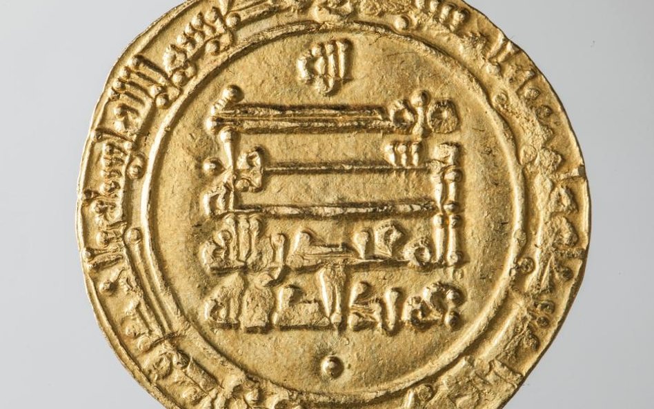 Dinar, (rewers), złoto, Abbasydzi, rok 932, kolekcja prywatna