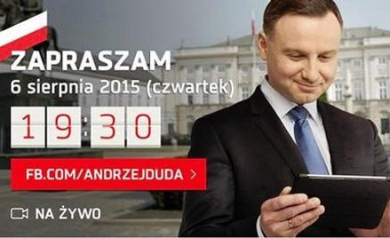 Andrzej Duda na żywo na Facebooku