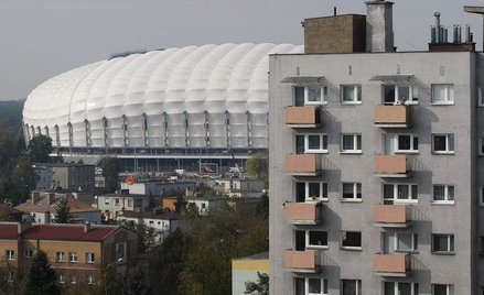 Zabudowania w pobliżu stadionu Lecha Poznań
