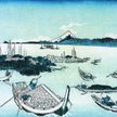 Katsushika Hokusai, "Wyspa Tsukudajima w prowincji Musashi", z serii „Trzydzieści sześć widoków góry