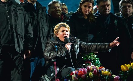 22 lutego 2014 r. Julia Tymoszenko na Majdanie w kilka godzin po wyjściu z więzienia.