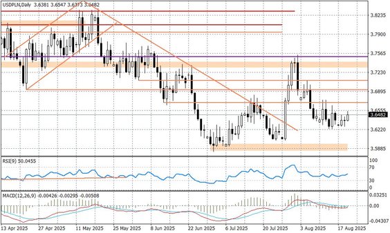 Wykres dzienny USDPLN