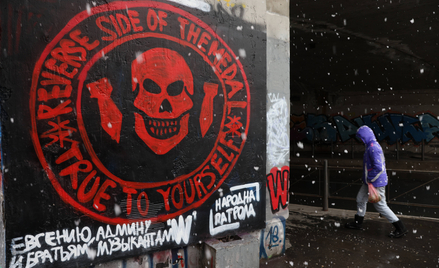 Graffiti w Belgradzie nawołujące do wstępowania do nieistniejącej już Grupy Wagnera