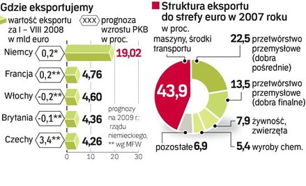 Struktura i kierunki polskiego eksportu. Recesja w strefie euro to kłopoty polskich eksporterów. Poł