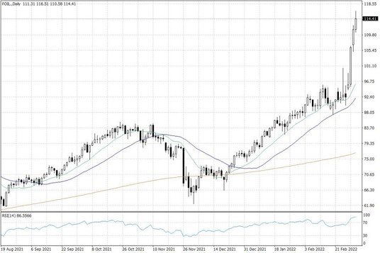 Notowania ropy naftowej WTI – dane dzienne
