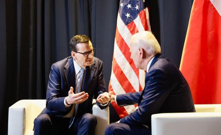 Prezydent Joe Biden i Premier Mateusz Morawiecki podczas spotkania