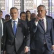 Prezydent Andrzej Duda (z lewej) przed rozmową z sekretarzem generalnym NATO Jensem Stoltenbergiem