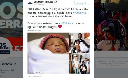 Na statku na Morzu Śródziemnym urodził się Cud. Waży 2,8 kg