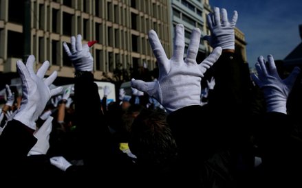 Protest osób niepełnosprawnych w Atenach