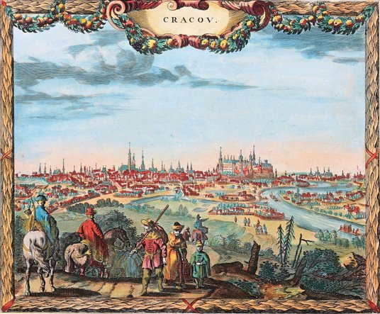 Elegancki widok Krakowa nadaje się do dekoracji gabinetu.