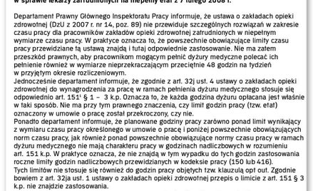 Najwyżej 48 godzin tygodniowo dla medyka na cząstce etatu