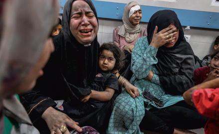 Ranni po eksplozji w szpitalu w Gazie (17 października), o którą Hamas fałszywie oskarżył Izrael. Bu