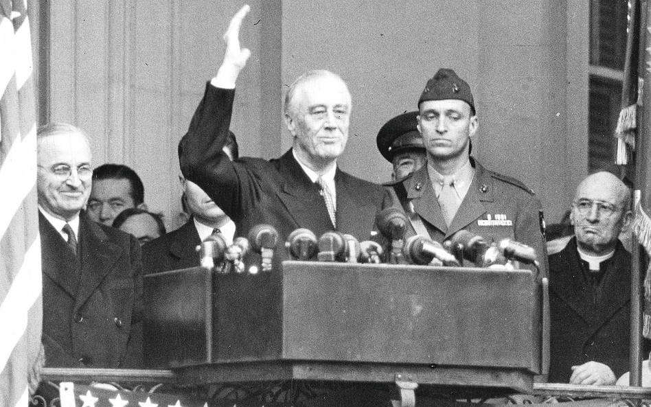 Franklin Delano Roosevelt (1882–1945), 32. prezydent Stanów Zjednoczonych, wybierany na ten urząd w 