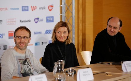Reżyser "Czerwonego Pająka" Marcin Koszałka oraz aktorzy Małgorzata Foremniak i Adam Woronowicz