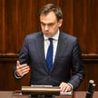 Minister finansów Andrzej Domański na sali plenarnej Sejmu