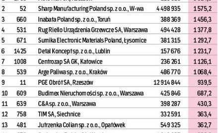 Najbardziej rosnący na Liście 2000 (od 2006 r.)