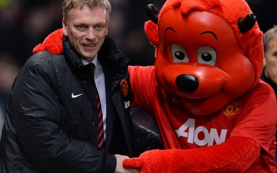 David Moyes z maskotką Manchesteru United