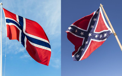 Flaga Norwegii i flaga Skonfederowanych Stanów Ameryki