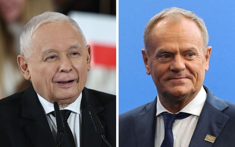 Prezes PiS Jarosław Kaczyński i przewodniczący PO, premier RP Donald Tusk