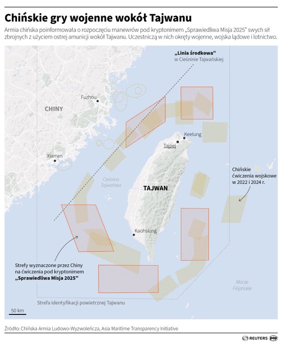 Chińskie gry wojenne w rejonie Tajwanu