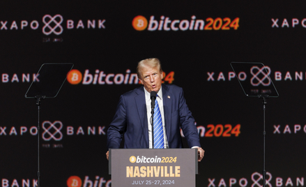 Były prezydent Donald Trump przemawiał w lipcu na konferencji Bitcoin 2024 w Nashville