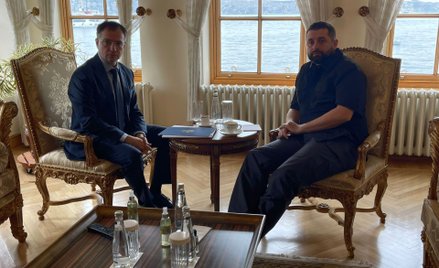 Władimir Miedinski i Dawid Arachamia, szefowie grup negocjatorów z Rosji i Ukrainy na rozmowy w Stam
